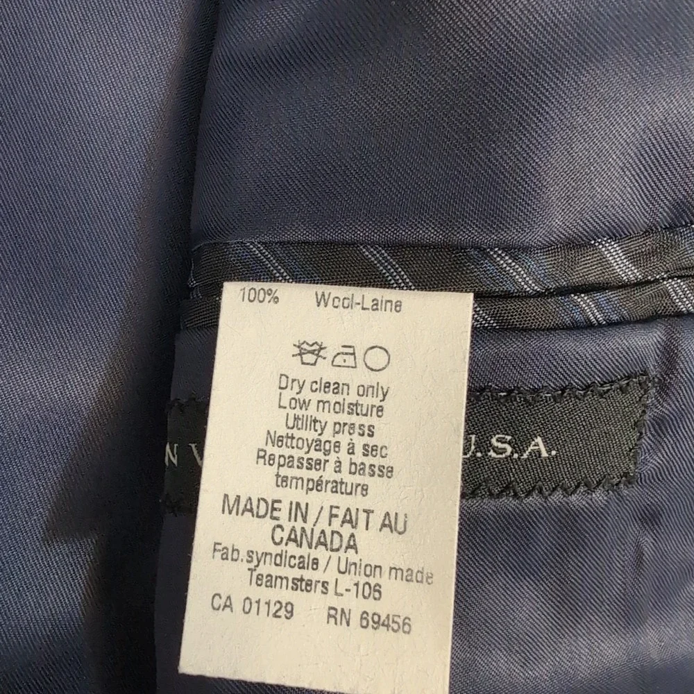 John Varvatos USA‎ Sport Coat Mens 40 Black 2 Button Cotton Modern Blazer